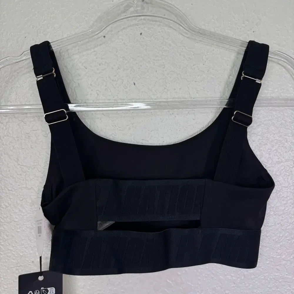 P.E Nation Backcheck Sports Bra Womens XS Black Logo Band NEW - Picture 2 of 7